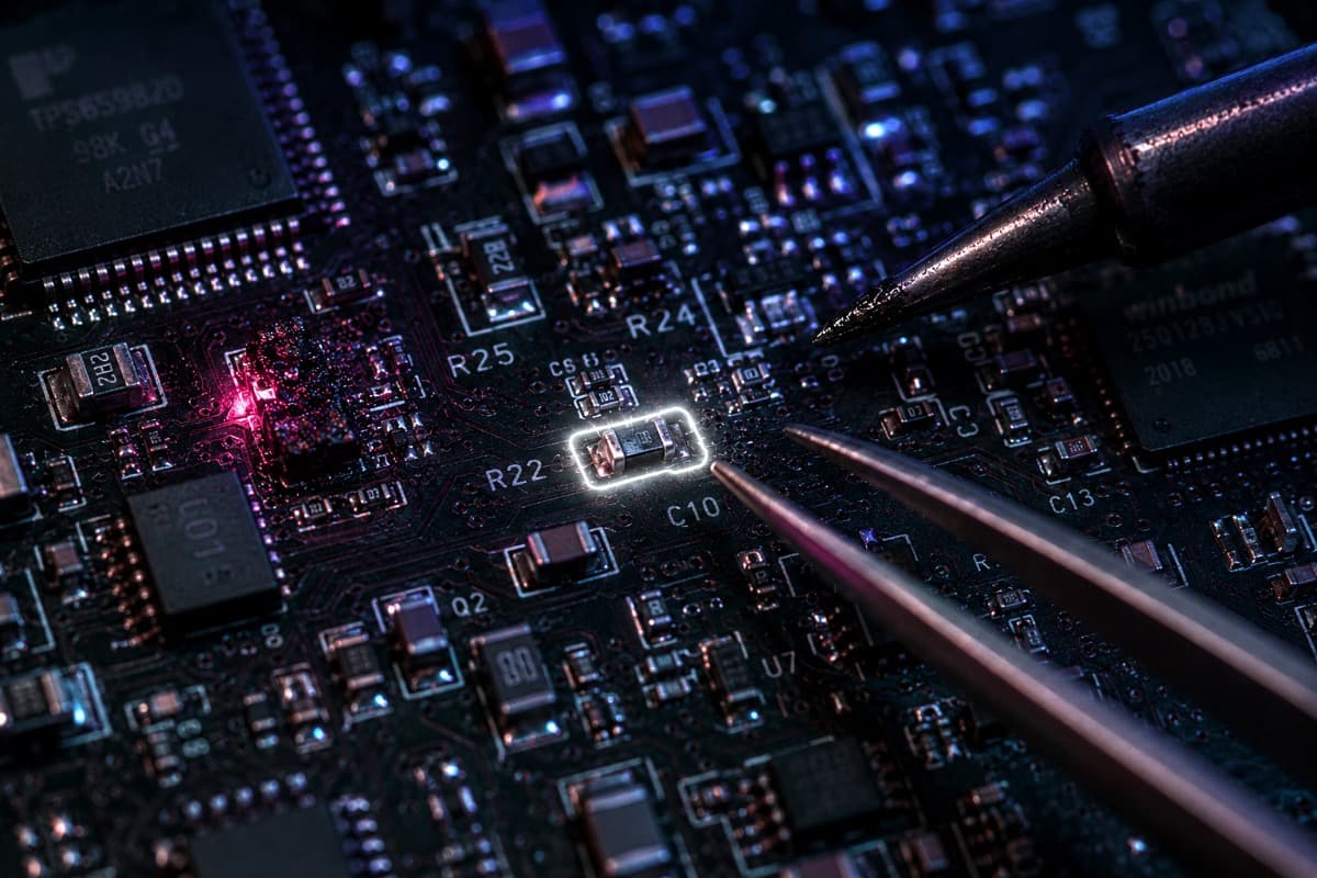 SMD-компоненты на плате после ремонта или доработки