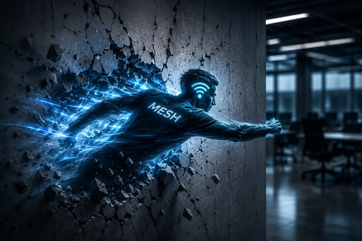 Wi-Fi в офисе с бетонными стенами, mesh-системой и точками доступа
