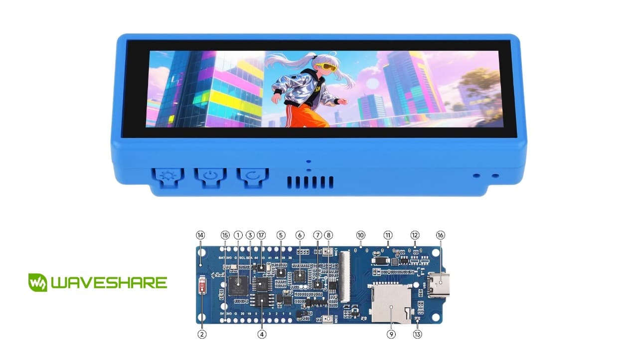 Waveshare перевела ESP32-S3-Touch-LCD-3.49 на версию V2