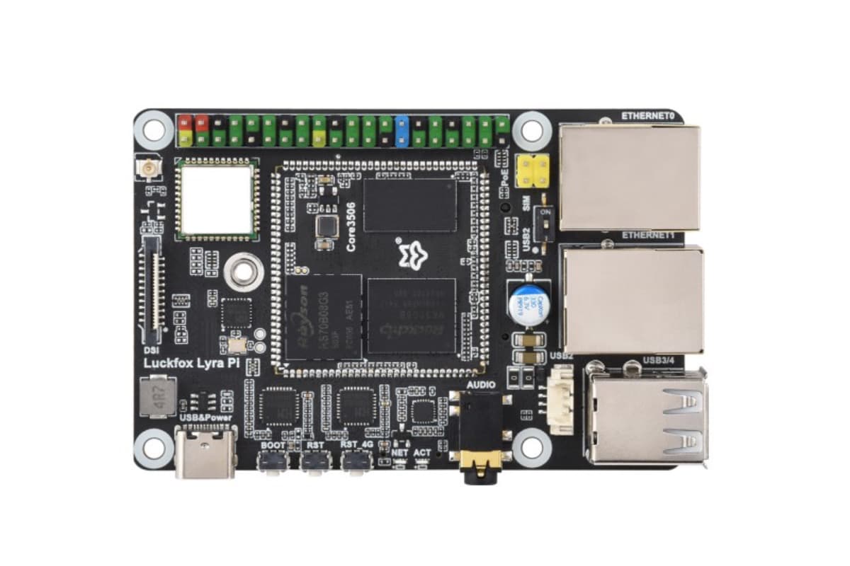 Luckfox Lyra Pi A, RK3506, 512 МБ DDR3L, 8 ГБ eMMC, Wi-Fi