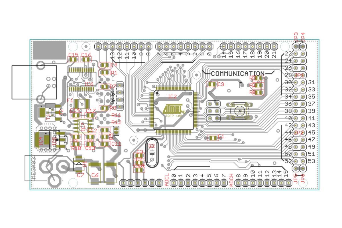 "Arduino Mega 2560 R3 (совместимая плата), DC-Jack, USB Type-B" - вид 3