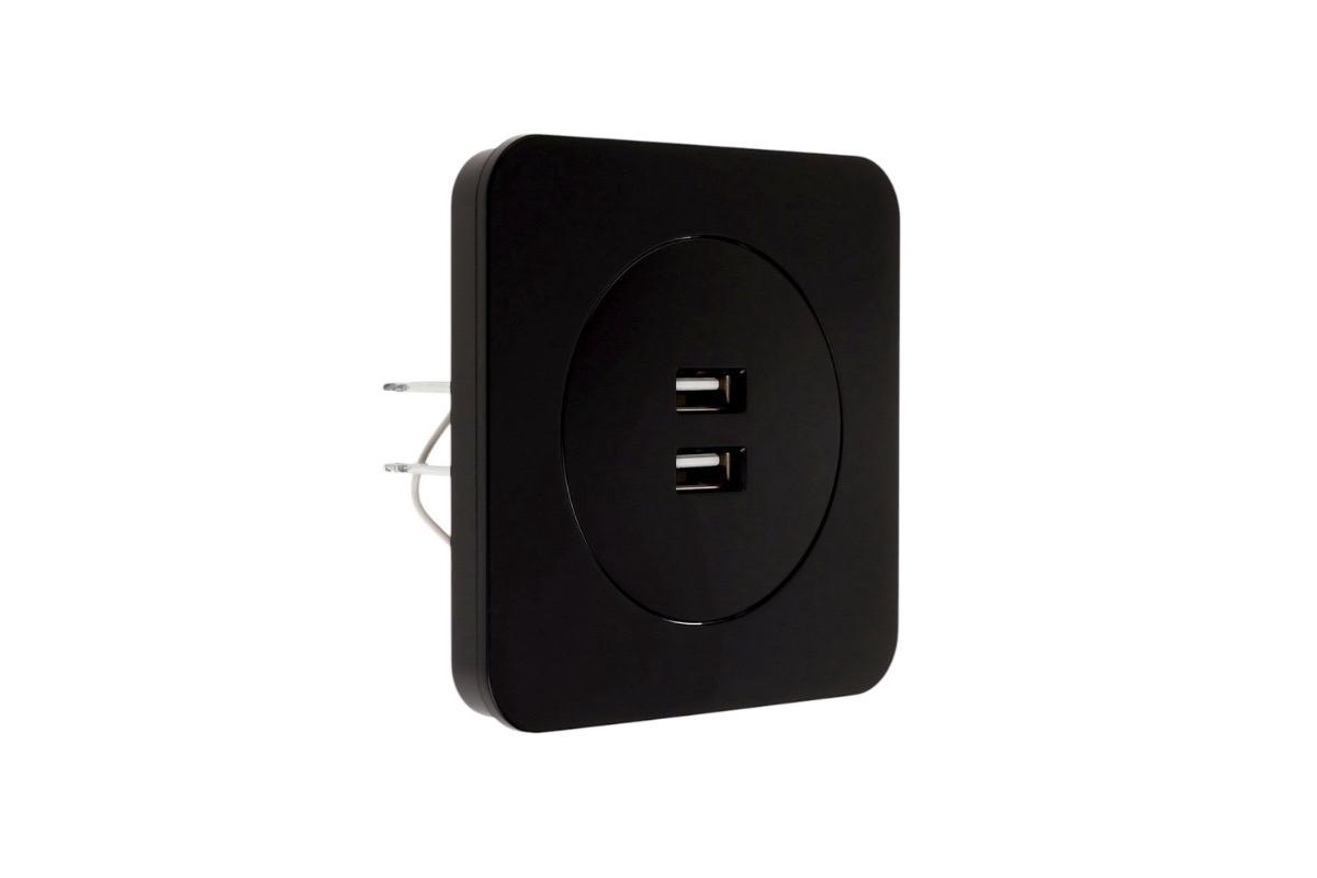 "Розетка USB Circular скрытого монтажа, 2 USB-A, 2.1 А, чёрная" - вид 2