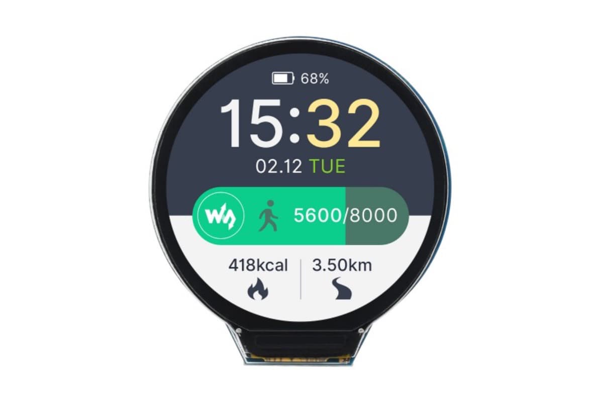 RP2350-LCD-1.28 (плата разработки с LCD-дисплеем), RP2350, 1.28 дюйма