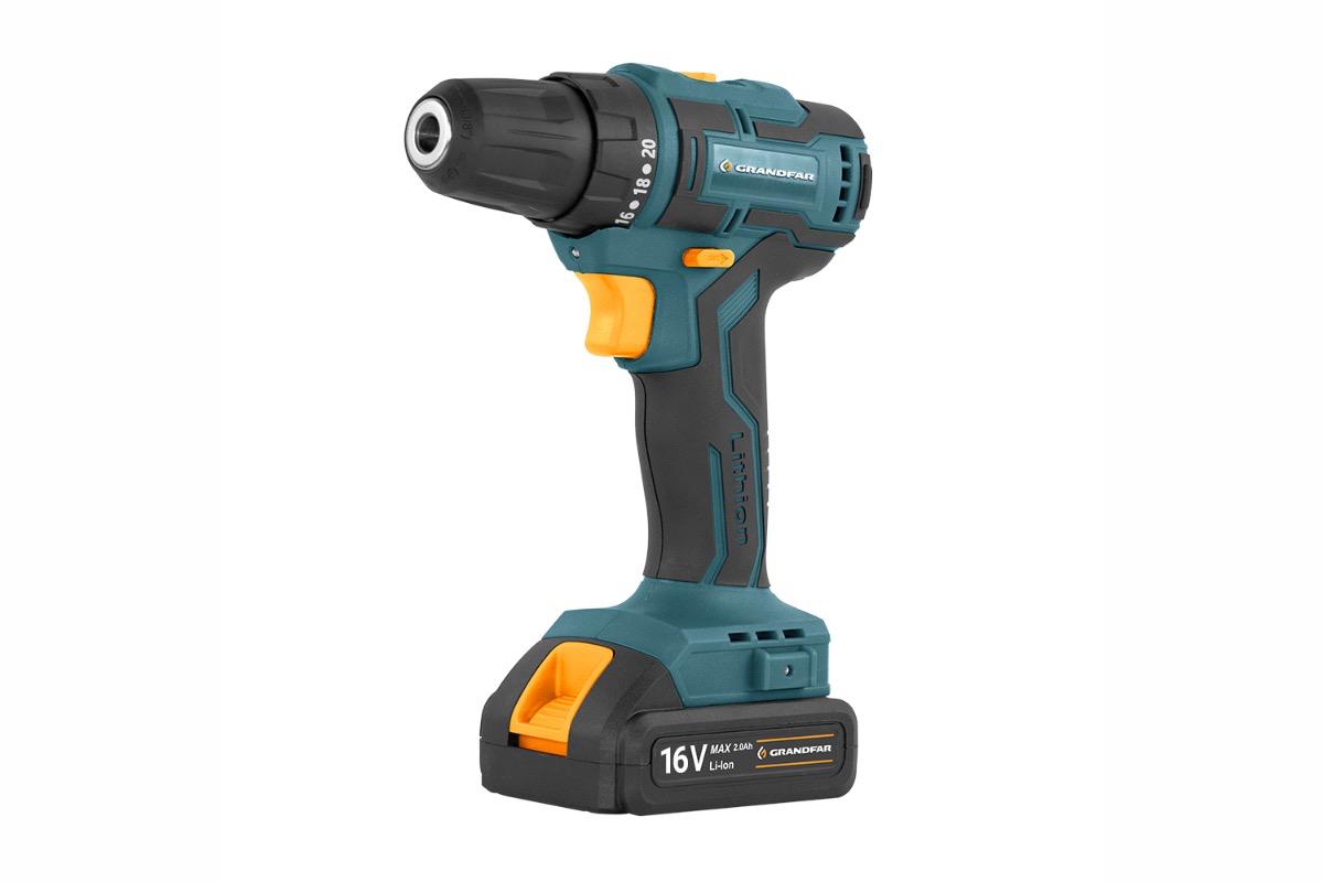 Дрель-шуруповерт GRANDFAR GSR 10-16 G1, аккумуляторная, 16 В, 40 Нм