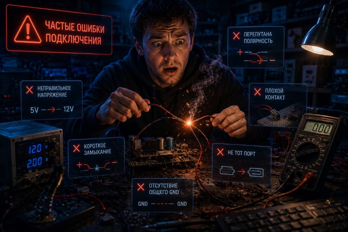 Подключение питания для BTS7960 Ошибки с питанием