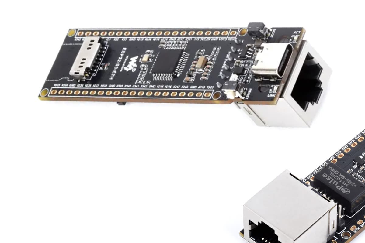 Разъем Ethernet на W5500 Платы ESP32-S3-ETH c разъемом Ethernet.
