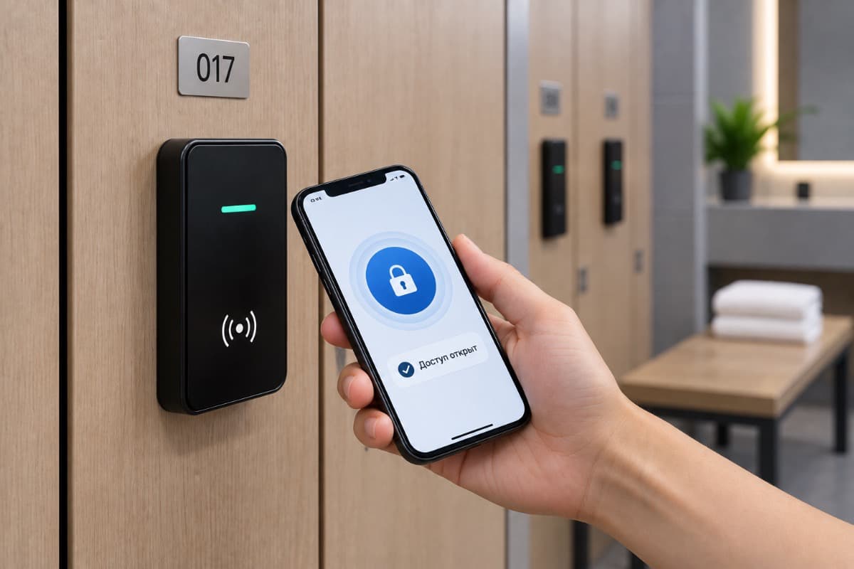 RFID, код, биометрия и смартфон – способы доступа к электронному шкафчику Электронные замки для шкафчиков с RFID-браслетом, PIN-кодом, отпечатком пальца и управлением со смартфона.