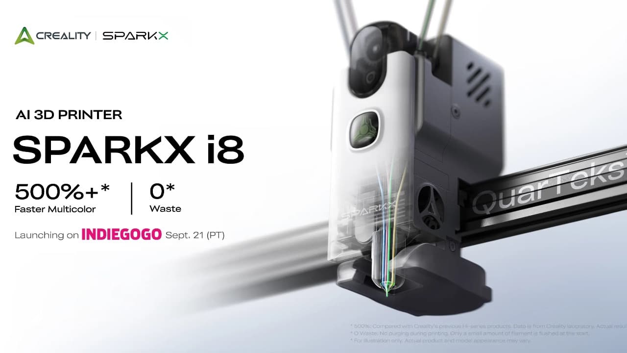 Creality запустила SPARKX i8 – четырёхцветный 3D-принтер с переключением филамента менее чем за секунду