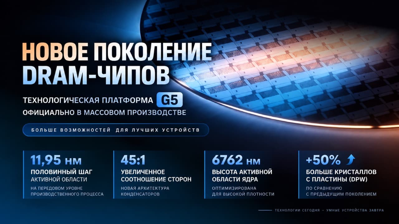 CXMT запустила G5 – новую технологию DRAM и 24-Гбит LPDDR5X с ростом плотности на 50%
