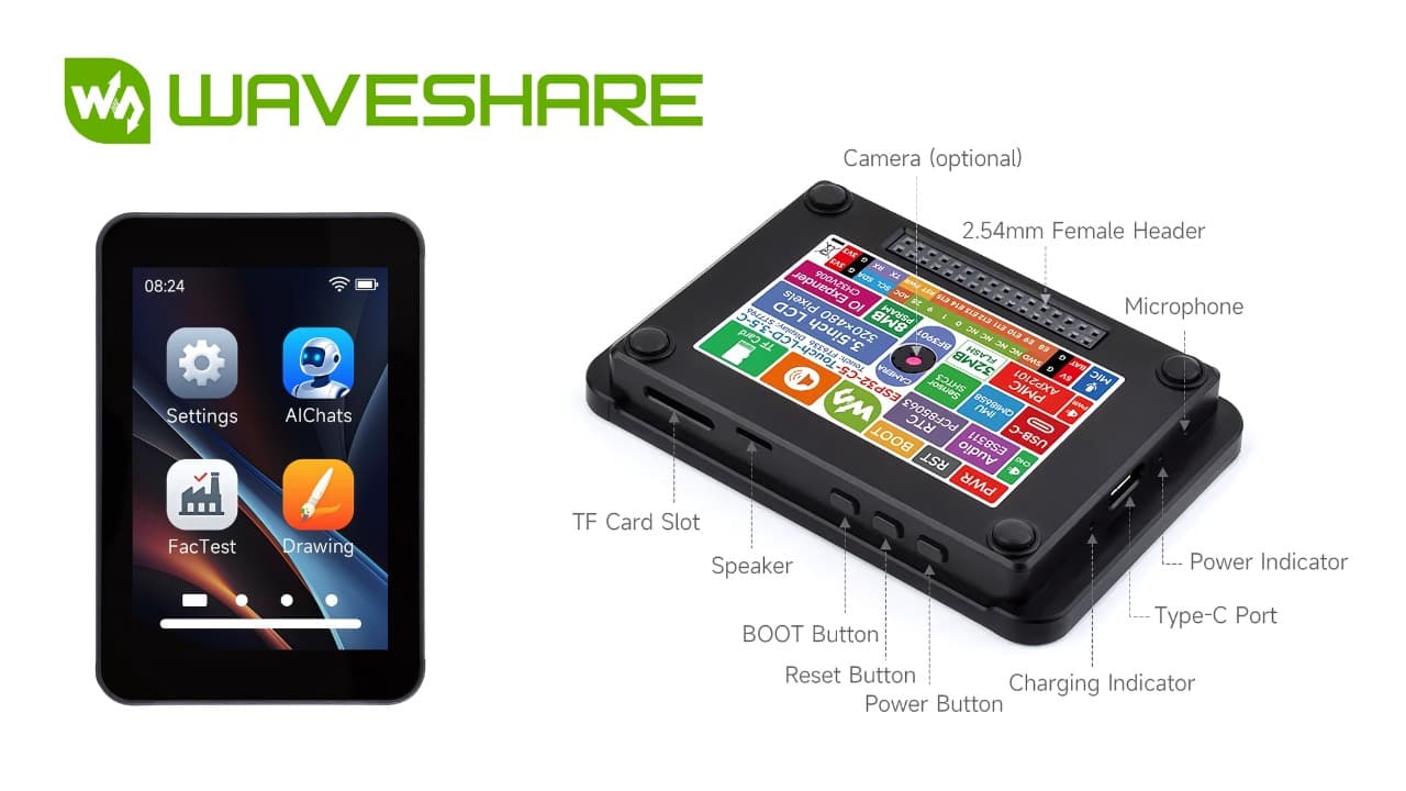 Waveshare выпустила ESP32-C5-Touch-LCD-3.5