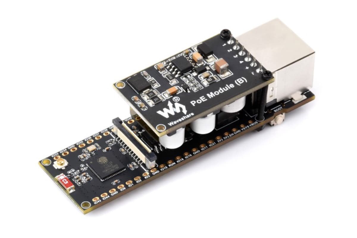 ESP32-S3-ETH PoE (плата разработки), Ethernet RJ45, Wi-Fi, Bluetooth, ESP32-S3R8