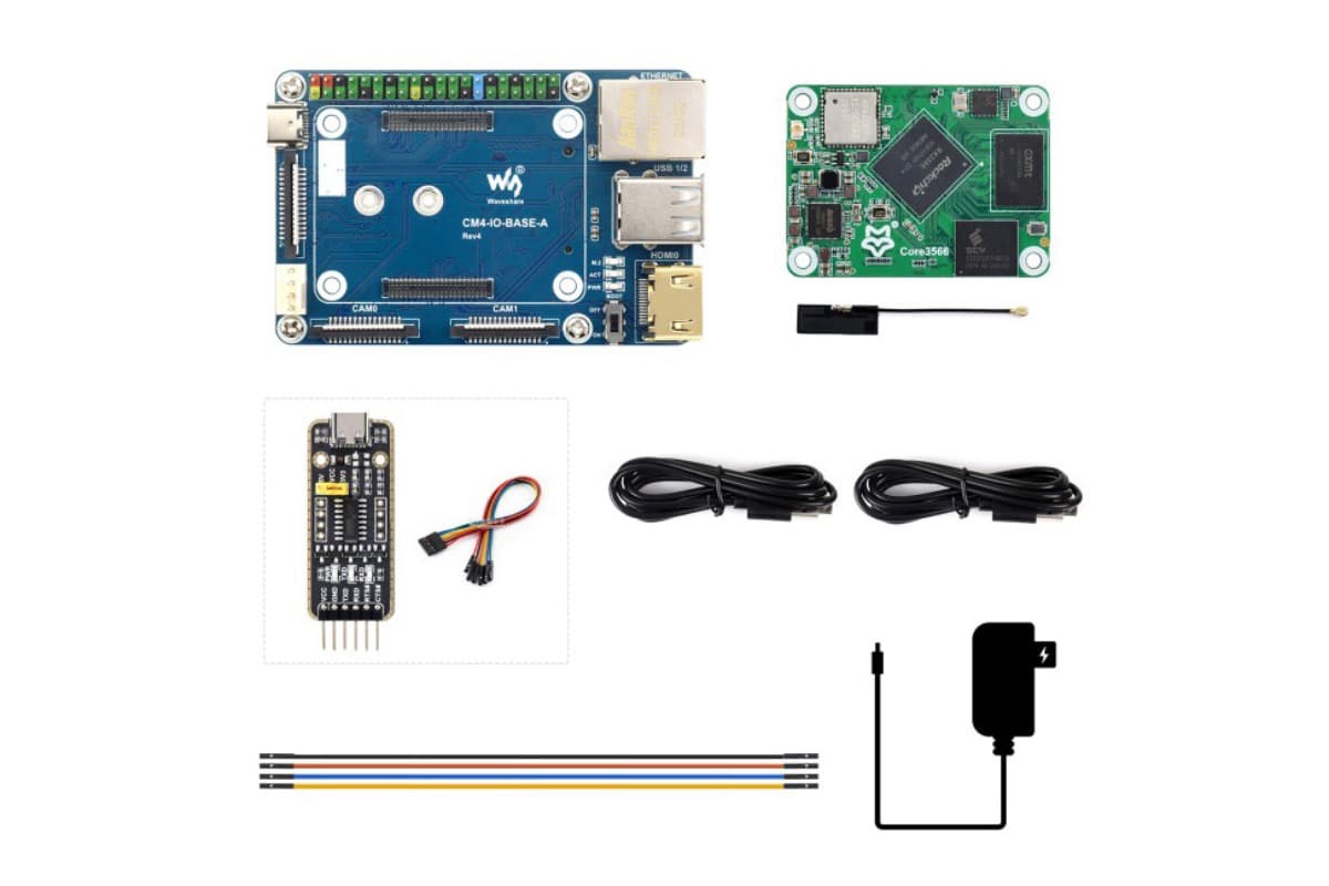 Luckfox Core3566 Kit A, RK3566, 2 ГБ LPDDR4, 32 ГБ eMMC, Wi-Fi