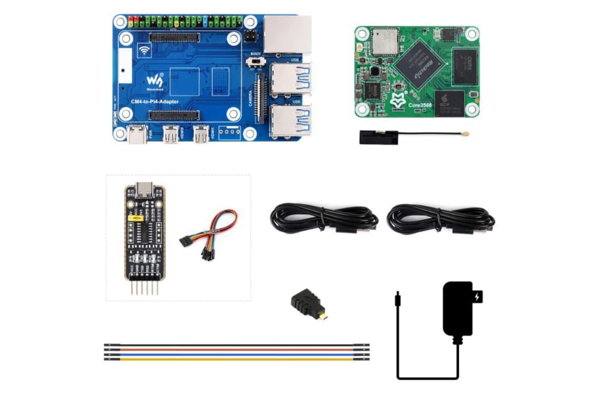 Luckfox Core3566 Kit C, RK3566, 2 ГБ LPDDR4, 32 ГБ eMMC, Wi-Fi