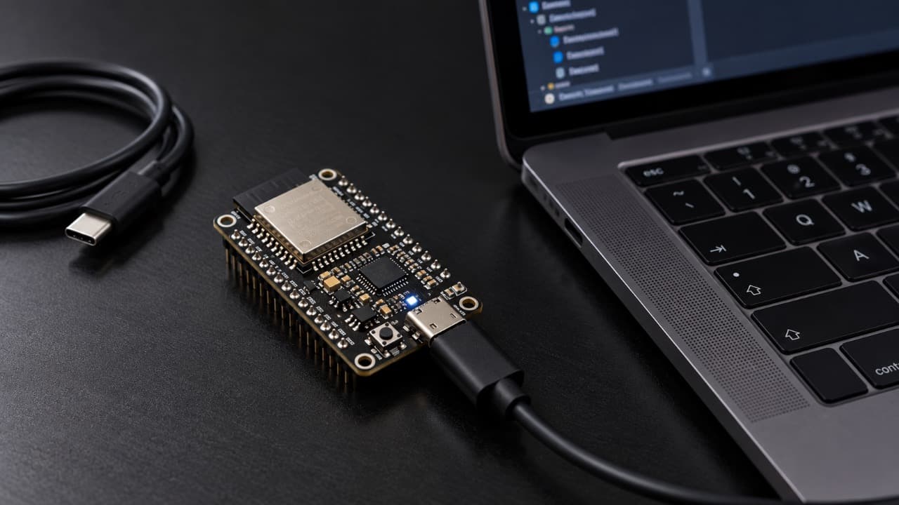 Проверка USB-подключения платы ESP32-S3 к компьютеру.
