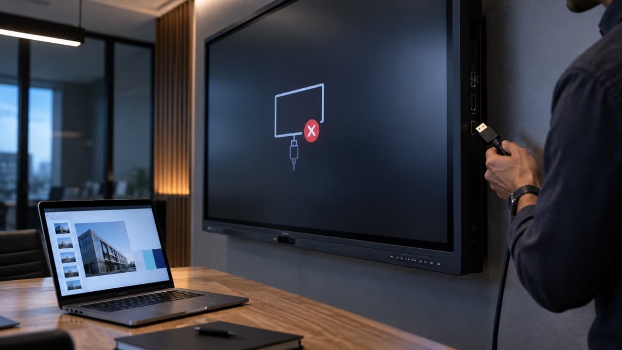 Проверка HDMI-подключения интерактивной панели к ноутбуку.