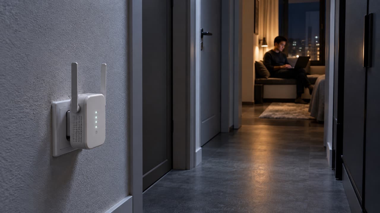 Wi-Fi репитер для расширения сигнала в дальней комнате.