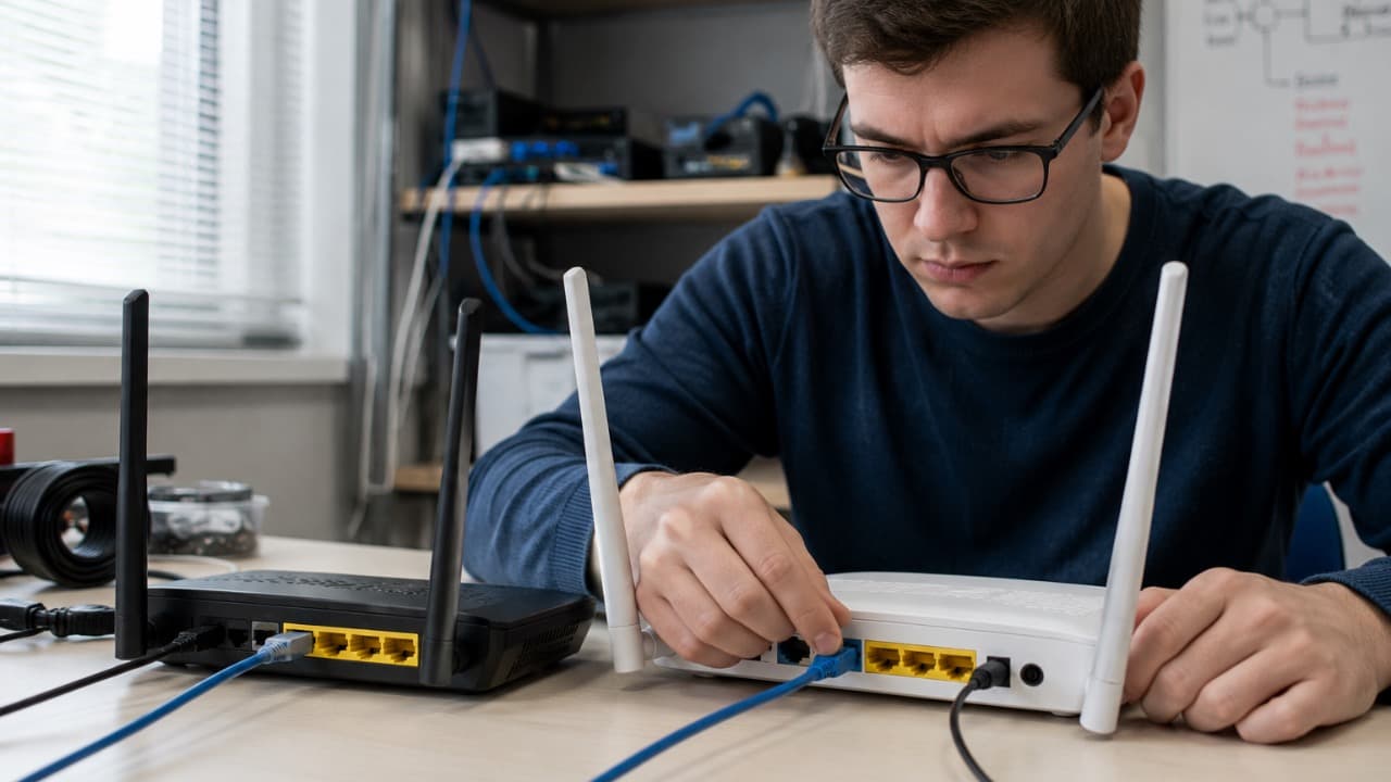 Подключение второго роутера к основному с помощью Ethernet-кабеля.