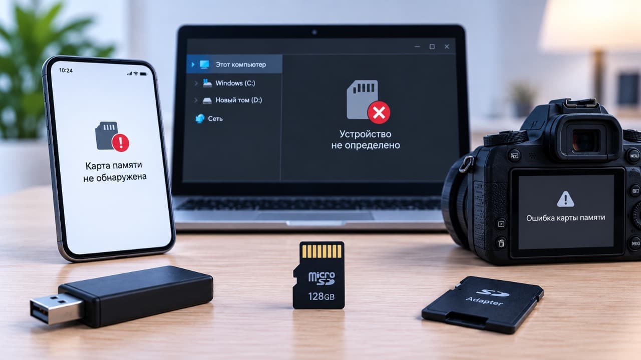 Карта памяти microSD не определяется на телефоне, компьютере и фотоаппарате.