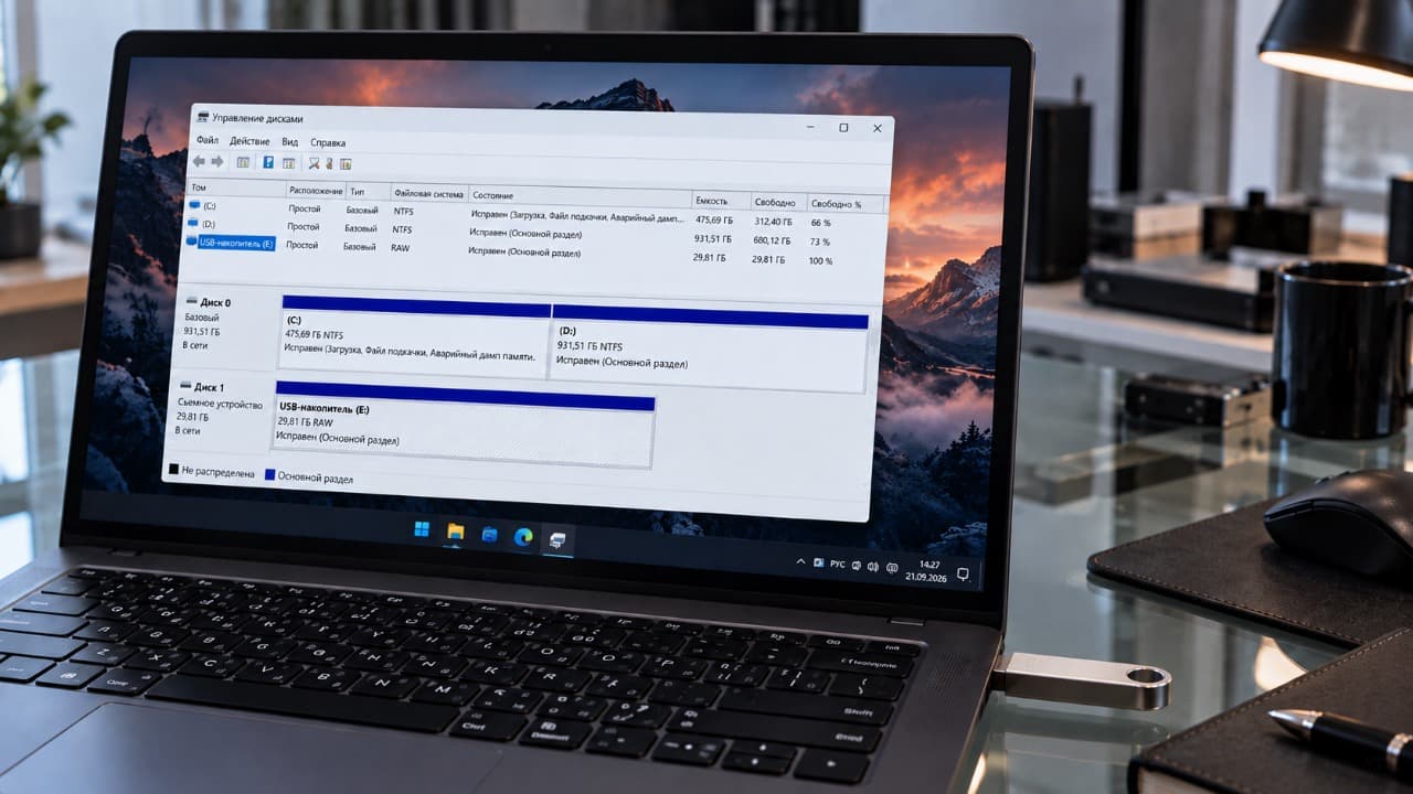Флешка определяется в Windows как RAW.
