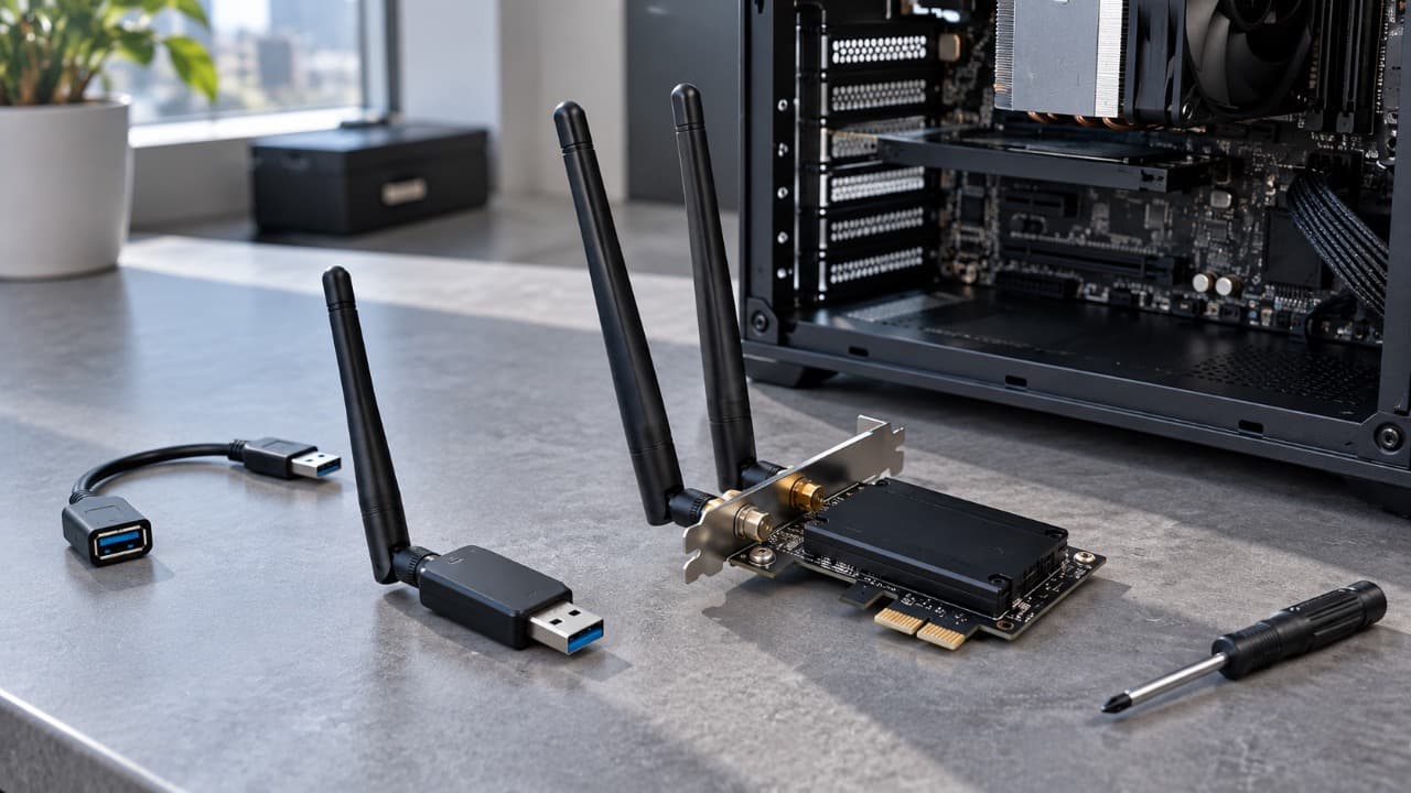 USB и PCIe Wi-Fi адаптеры для компьютера.