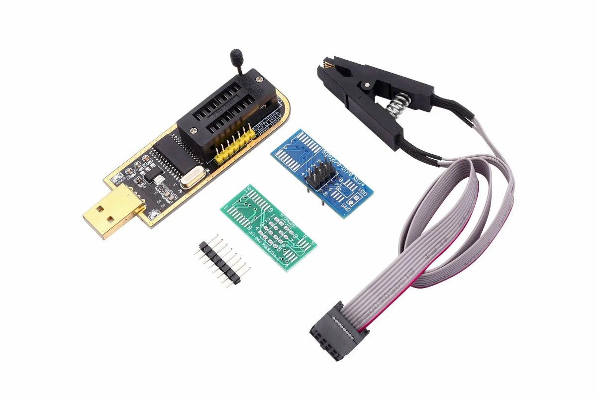 CH341A (программатор SPI Flash и EEPROM), с прищепкой SOP8