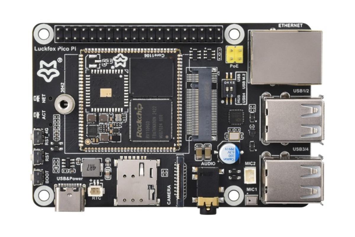 Luckfox Pico Pi A, RV1106, 256 МБ, 8 ГБ eMMC, Wi-Fi