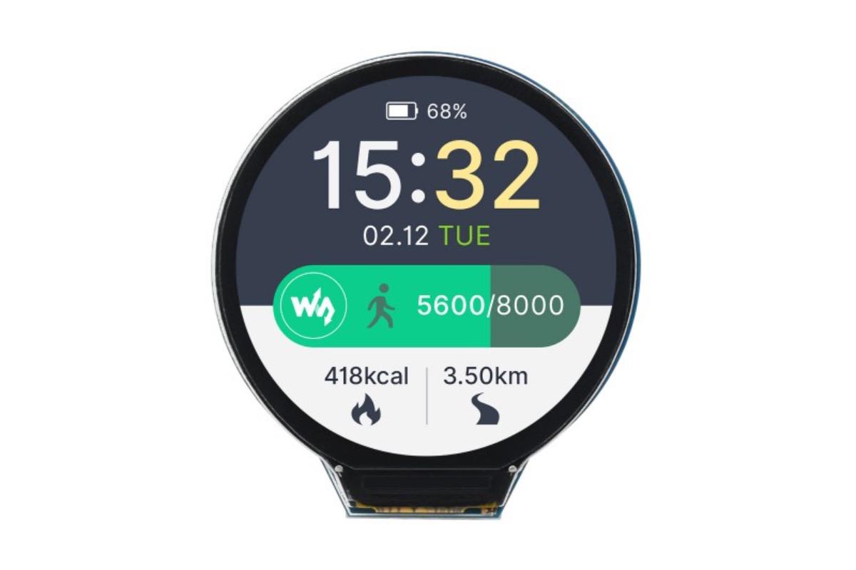 RP2350-LCD-1.28 (плата разработки с LCD-дисплеем), RP2350, 1.28 дюйма